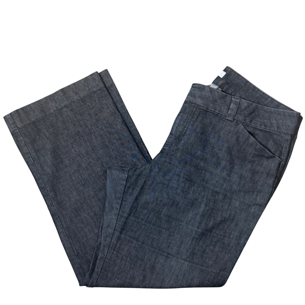 Gap Wide Leg Trouser Denim Jeans (18) Dark Wash Womens Slimming Stretch Pants